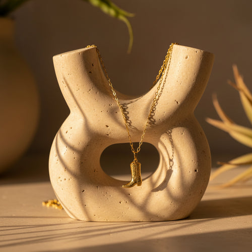 Golden Cowgirl Boot Necklace