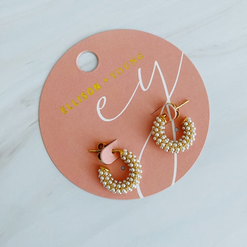 Mini Pearls Hoop Earrings