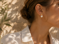 Ball And Pearl Stud Earrings