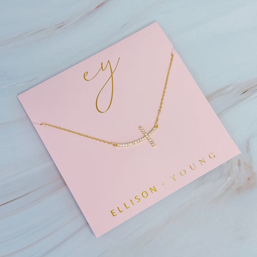 Gold Side Cross Necklace