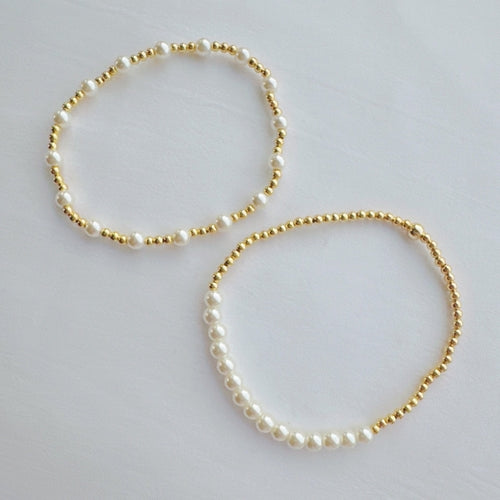 Pearls And Gold Bracelet Set Of 2