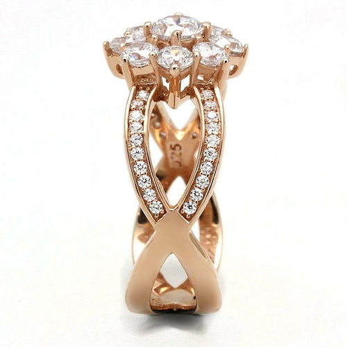 Rose Gold Crystal Cluster Ring
